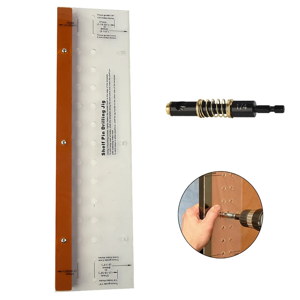 Imagem -02 - Carpintaria Buraco Broca Guia Prateleira Pin Drilling Jig Auto-centrado Drill Bit Grupo Carpenter Hole Puncher Posiçãoer Tool