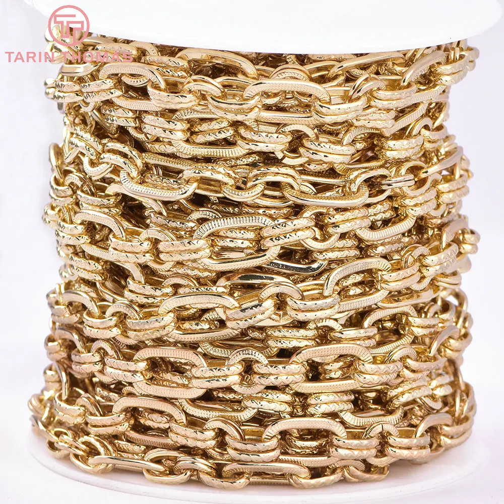 (8434) 50CM 15x9MM 6x9MM 24K Gold Color Brass Necklace Chains Bracelet chains Quality Diy Jewelry Findings Accessories