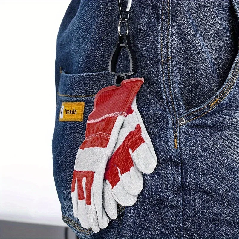 Durable Glove Clip Holder with Key Ring - Secure Textured Grip, Anti-Loss Metal & Plastic Glove Grabber for Professional Work