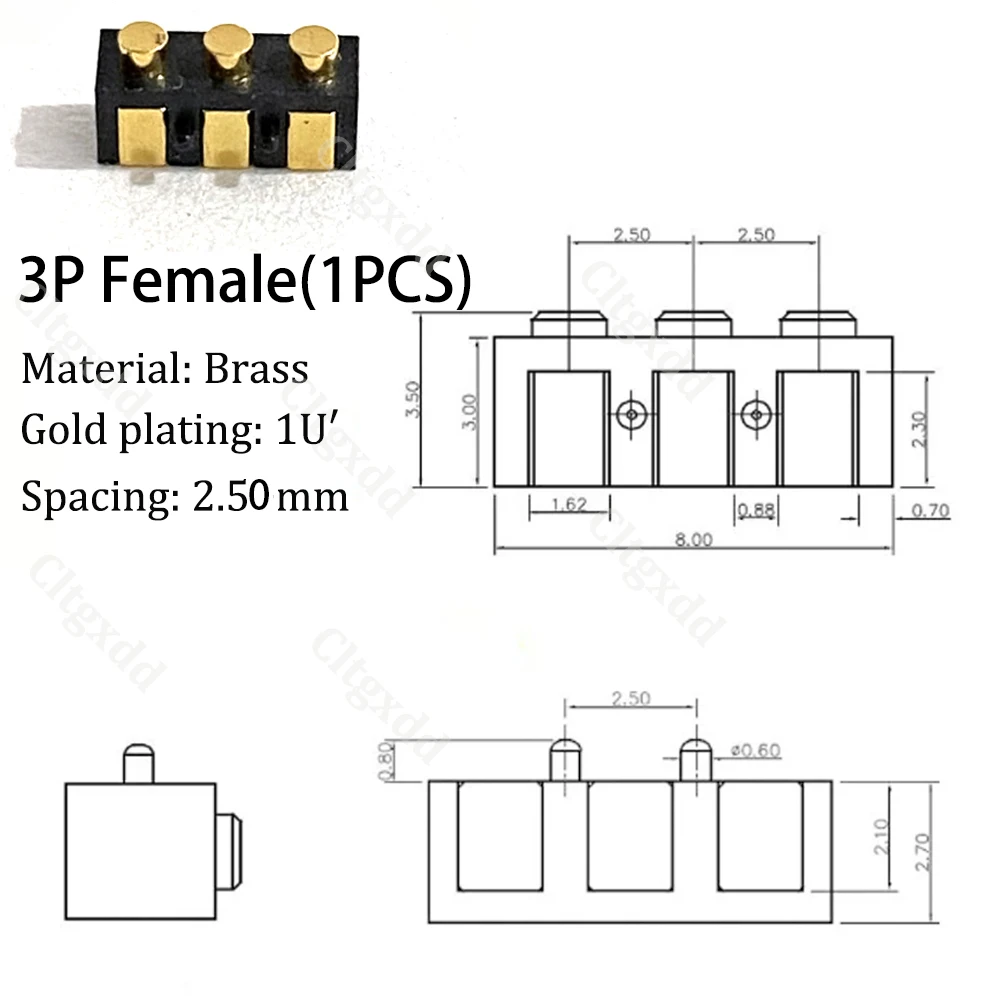Männlicher & Weiblicher Seitlich Montierter Pogo-Pin-Steckverbinder 2P 3P 4P 5P SMD Federkontakt-Ladebuchse für Smartwatches/Elektronische Geräte – Detail 15