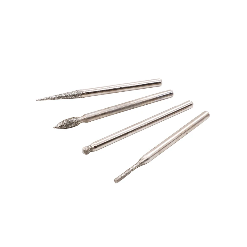 30 Pçs/set Electroplated Diamante Moagem Cabeça 3 milímetros Haste Cilíndrica Bola Liga Moagem Agulhas Ponta Kit de Ferramentas de Perfuração Acessórios