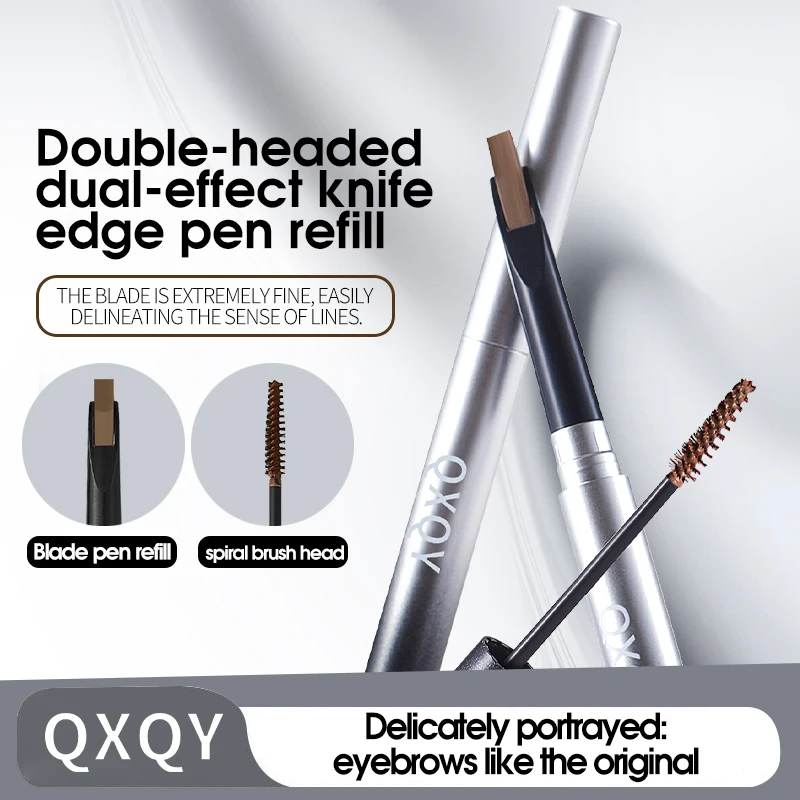QXQY Penna per sopracciglia a doppia testa + Crema per tintura per sopracciglia per lo sviluppo del colore di lunga durata e Penna per sopracciglia per trucco facile da rimuovere