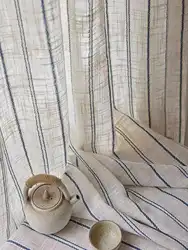 Linen Blackout Custom Mori Style Simple Solid Color Beige Linen Sheer Curtain for Home Living Room House Decoration