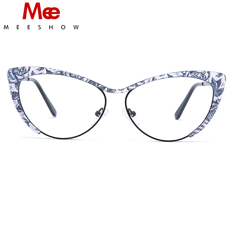 Meeshow New Design Cat Eye Glasses Frame  Colorful Metal Women's Glasses Customized Prescription Myopia Fashion Reading Glasses