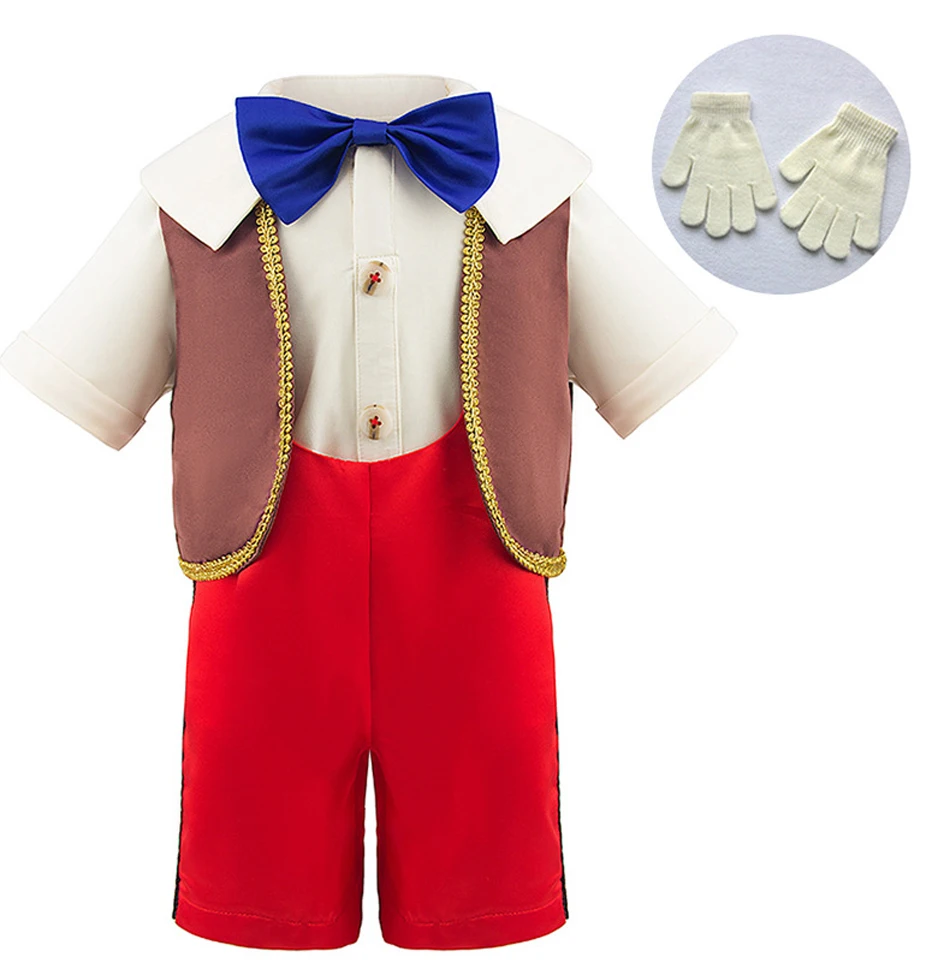 زي بينوكيو للأطفال الأولاد والبنات مجموعة أزياء ديزني الكلاسيكية مع قبعة وقفازات طويلة الأنف وحفلات الخيال لجميع القديسين #2