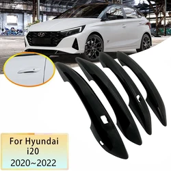 For Hyundai i20 Accessories BC3 BI3 MK3 2022 2021 2020 Bright Black Door Handle Cover Trim Set Car Styling Protective Stickers