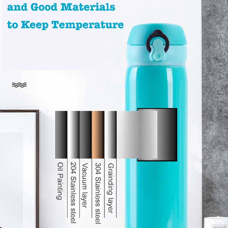 500ML ขวดน้ําสูญญากาศ 304 สแตนเลสดื่มการ์ตูนถ้วยยูนิคอร์นเด็ก THERMOS ขวดสําหรับสาวเด็กโรงเรียนถ้วย