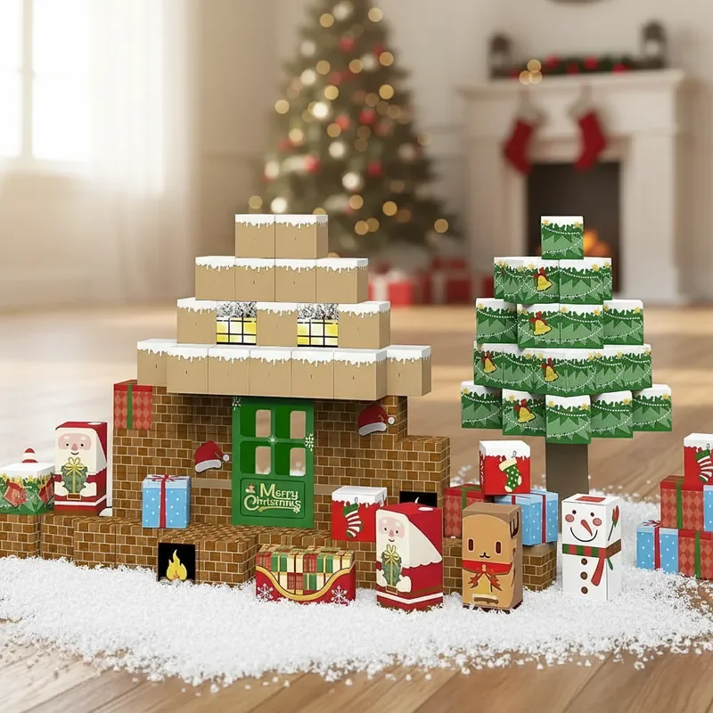 STEM Blocchi di costruzione magnetici creativi di Natale Modello di scena di Babbo Natale Mattoni di assemblaggio fai-da-te per regali di Natale di compleanno per bambini