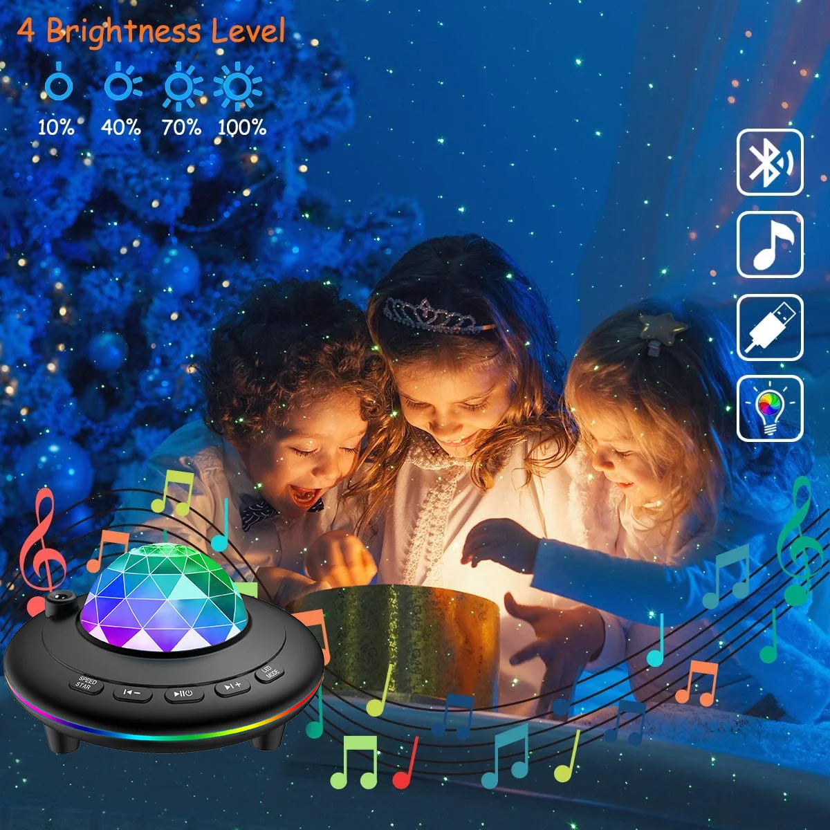 NEW UFO Galaxy Starry Sky Projector Light Remote Control Bluetooth Music UFO Projection Night Light Atmosphere lamp