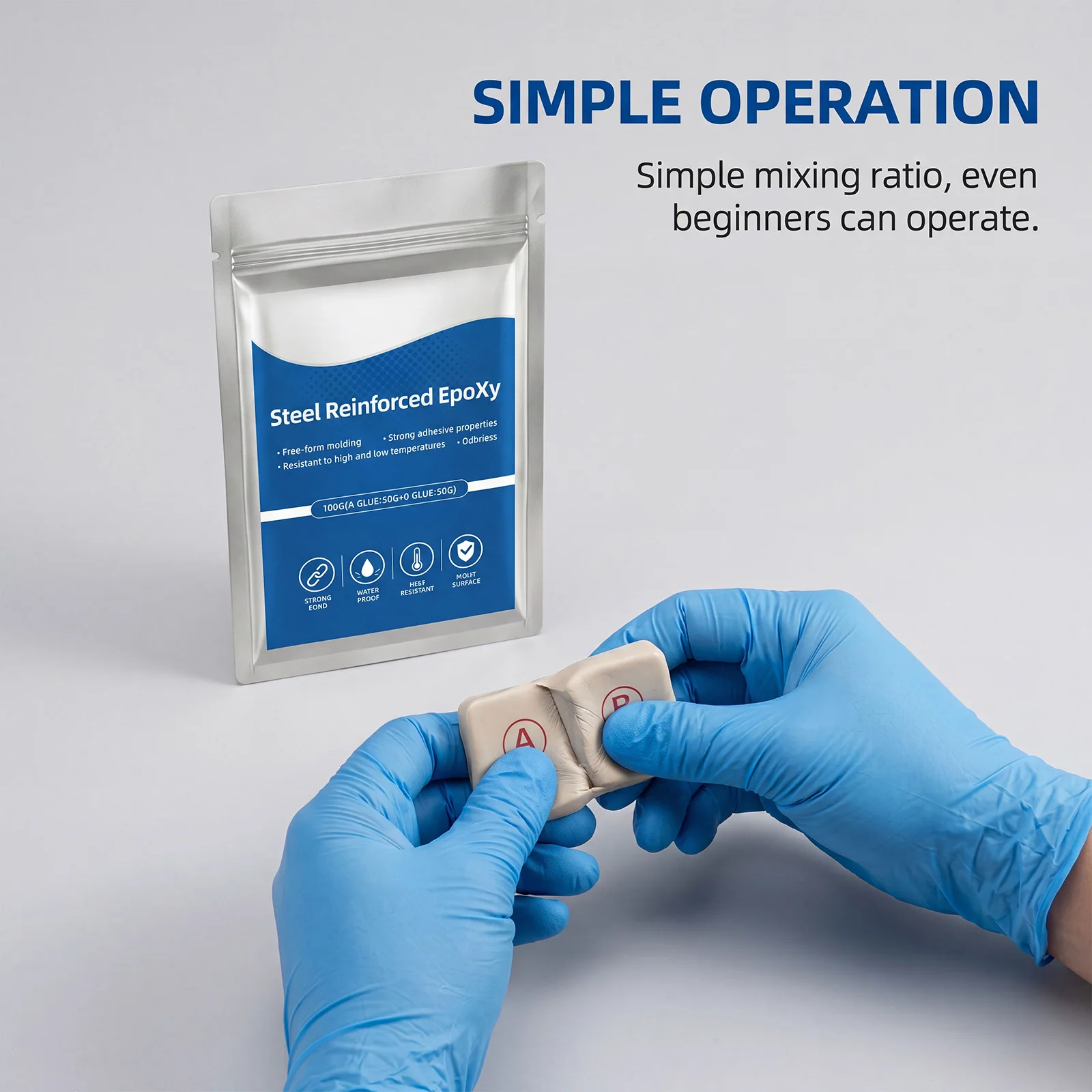 Reinforced Epoxy Putty Steel Reinforced Epoxy Putty Heat-Proof Epoxies Putties Repair Kit for Plastic Metal Ceramic