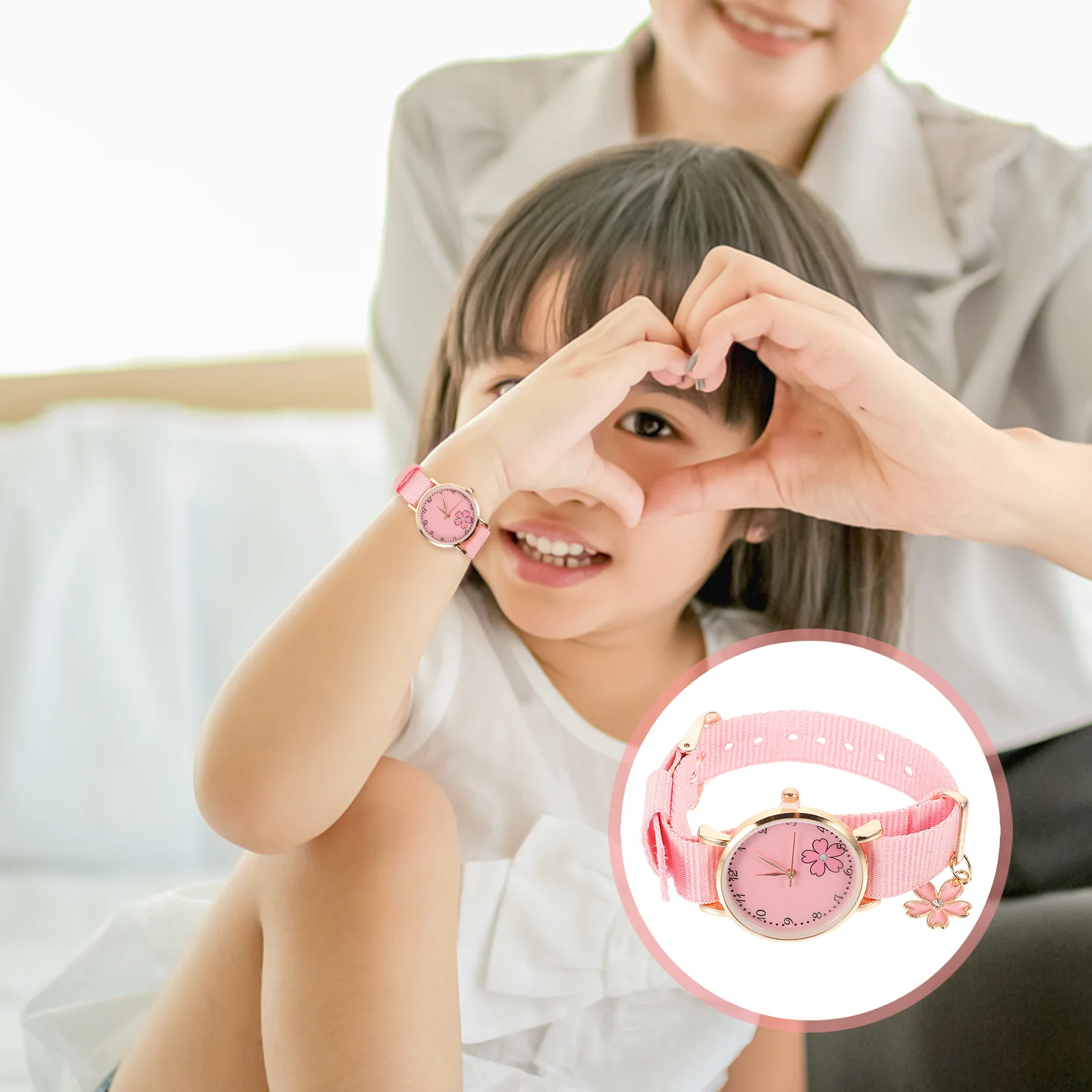 

Girls Flower Pattern Watch Canvas Strap Cartoon Wristwatch Lightweight Women's Wrist Watches Watch Fashion Student