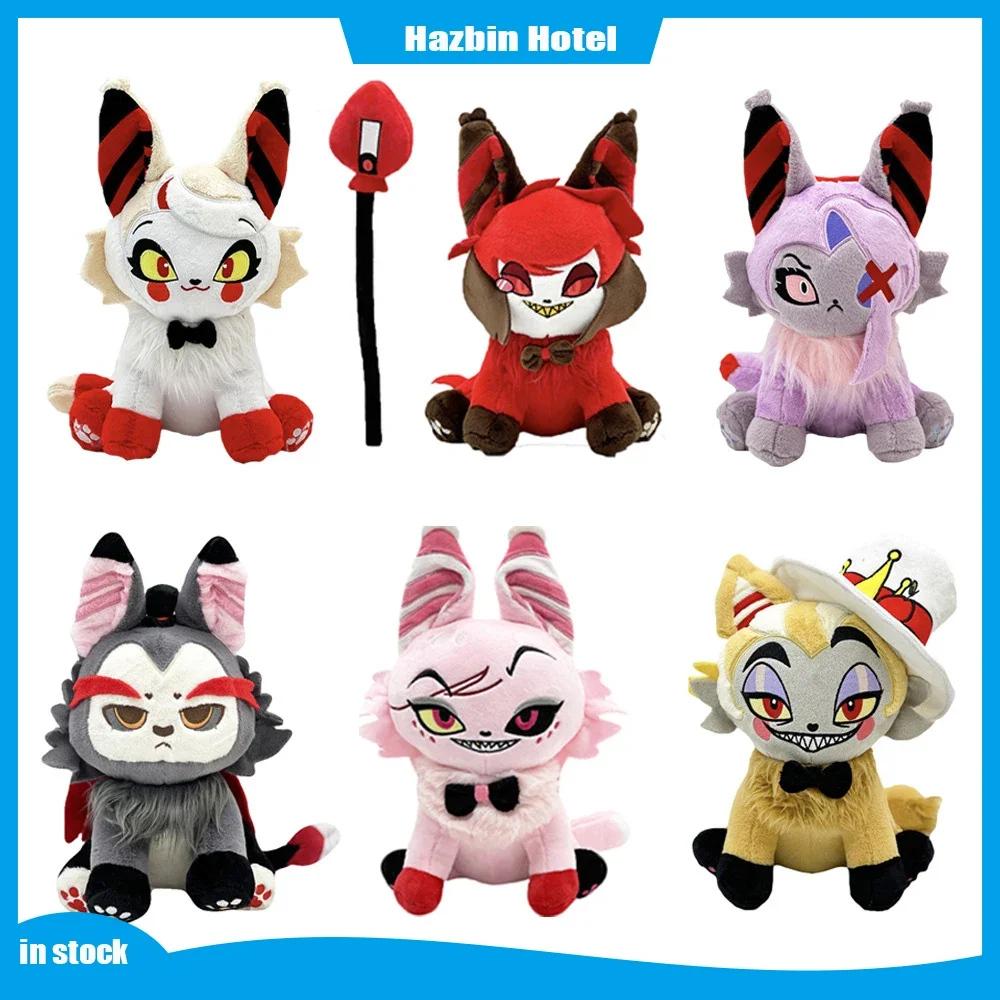 

25cm Hazbin Hotel Plush Charlie Meow Plushie Vaggie Meow Alastor Kawaii Anime Cartoon Stuffed Soft Decoration Kids toy Gift