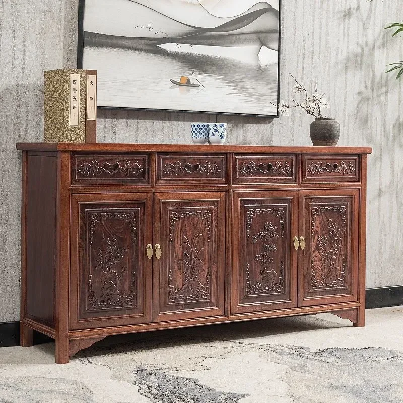 Solid Wood Dining Side Cabinet Chinese Style Locker for Living Room Kitchen Multi Functional Tea Cabinet Entryway Storage