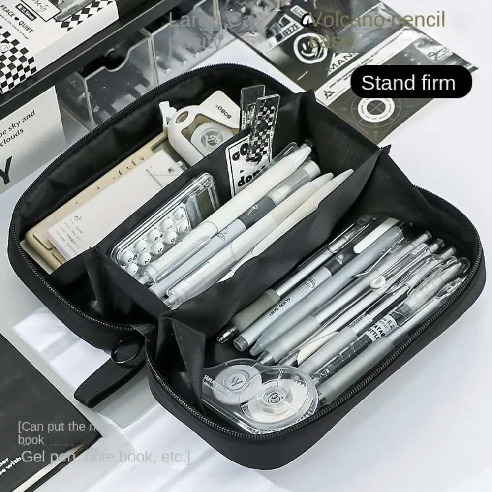 Platte open etuis Transparante briefpapiertas met grote capaciteit Multi-pocket Multifunctioneel pennenzakje Schoolbenodigdheden