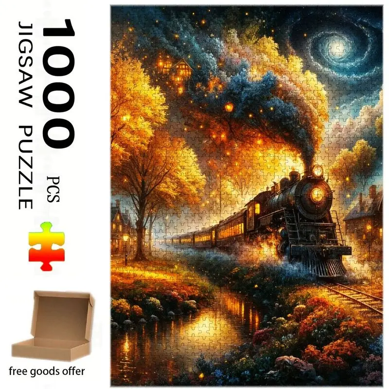 

500/1000 Pieces Jigsaw Puzzle Dreamy Autumn Steam Train Jigsaw Puzzle Educational Toy for Kids Children 's Games Christmas Gift