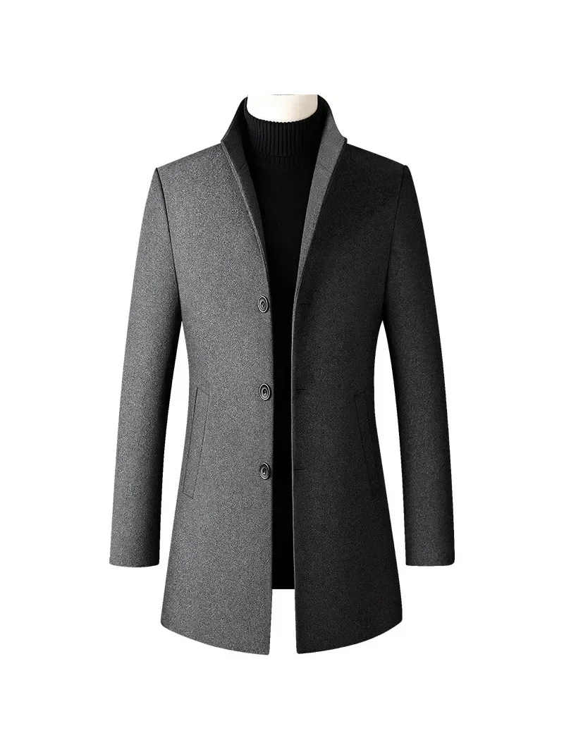 

Men Trench Long Jackets Double Breasted Coats Casual Wool Blends Business Long Jackets Leisure Overcoats Male Fit Blends New