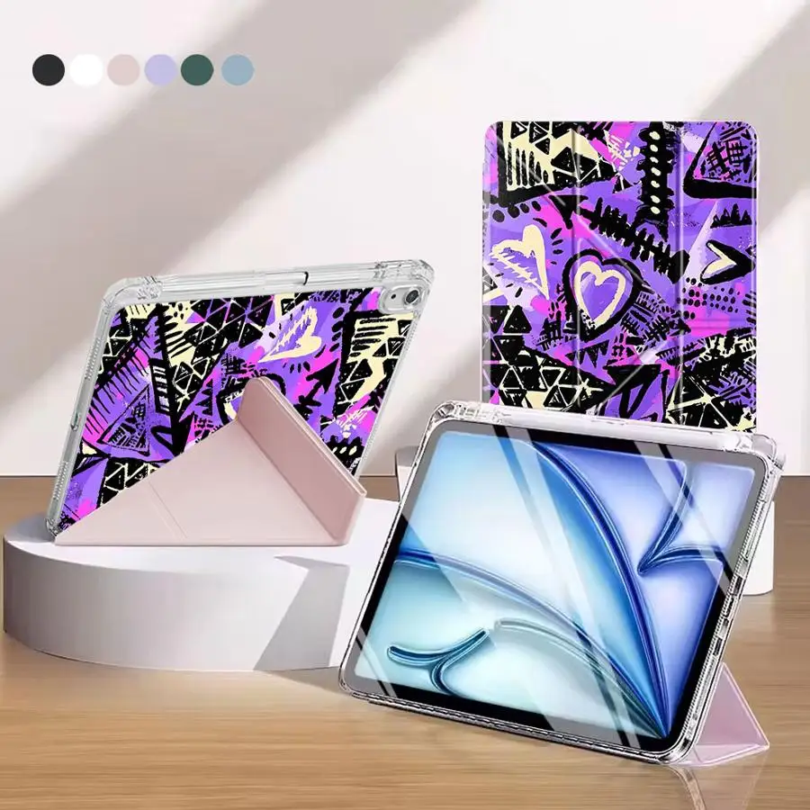 

Holder Cover Tablet Case For iPad 11th 10th 9th 8th 7th 12.9inch Pro 2025 Air 4 5 M3 M2 M4 11inch Mini 6 7 Y-Fold Graffiti