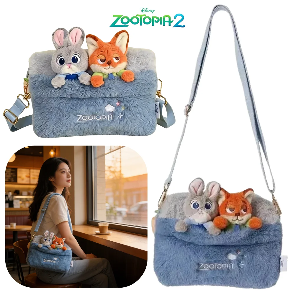 

Disney Zootopia 2 Anime Crossbody Bag Cartoon Judy Nick Doll Large Capacity Hand-Held Backpack Gifts Shouder Zipper Bag Handbag