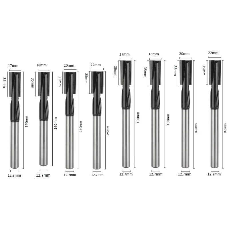 Black Spiral Surfacing Bit Lock Hole Mortise Milling Cutter, Woodworking Router Bit for Door Panel Table Surfacing Processing