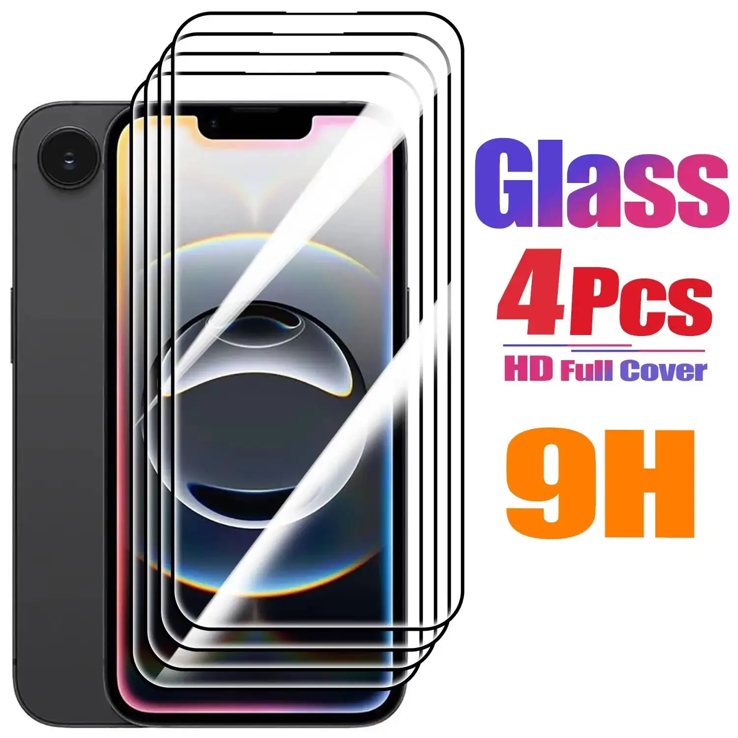 

4-1Pcs Full Cover Screen Protector For 17/16/15/14/13 Pro Max/17 Air Compatible With Iphone 12/11 Pro/16E/15 Plus/X/XR