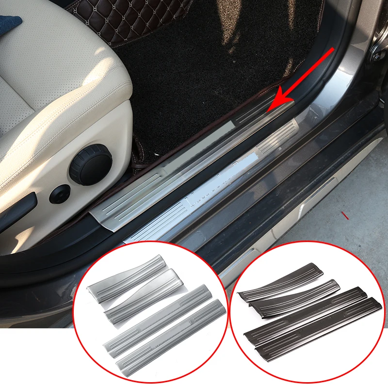 4 x Black and Silver Door Sill Protect Plate Trim For Mercedes Benz A B CLA GLA Class W176 W246 W117 C117 X156 Car Accessories