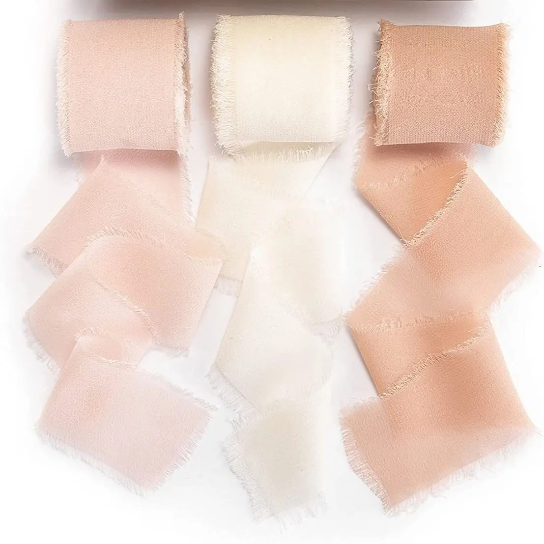 Mix 3 Rollen 5 m handgefertigtes Fransen-Chiffon-Seidenband aus Gaze, weiße und grüne Bänder, Set für Hochzeitsgeschenke, Verpackung von DIY-Dekorationen – Detail 7