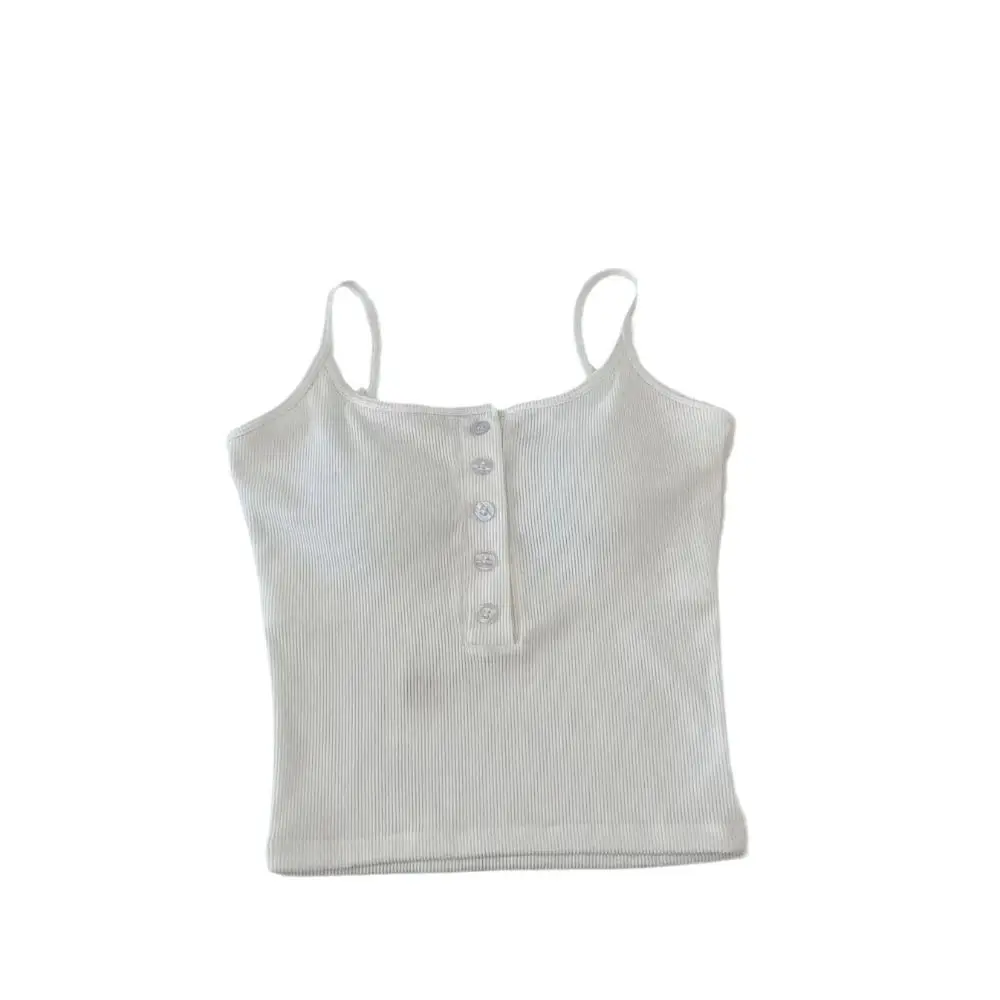 New Fashion Knitted Camisole Women\'s Top Fashion INS Hip Hop Slim Short Tank Niche Button Summer Tube Top