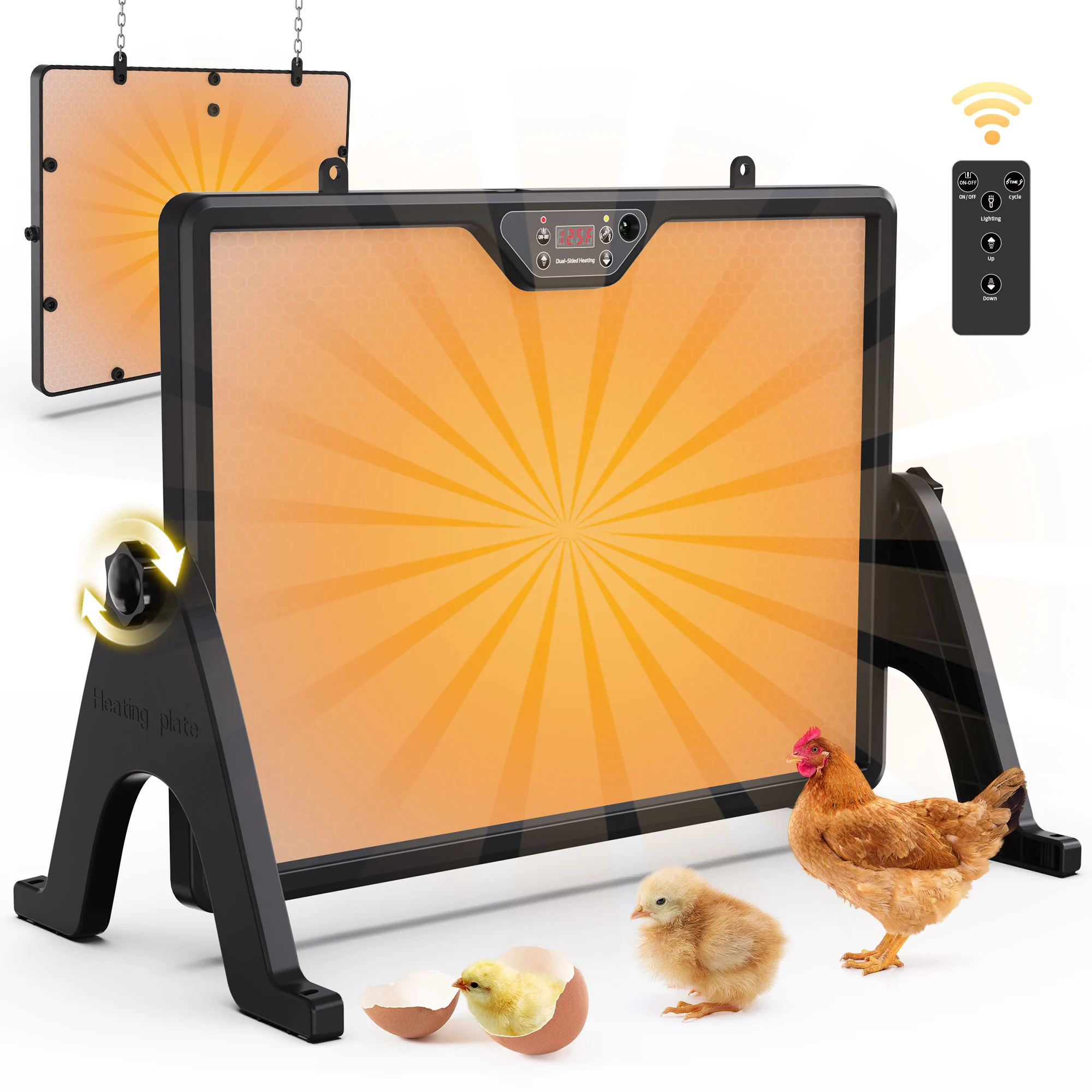 

Двусторонняя нагревательная пластина для инкубатора для цыплят - 16,5 x 12 дюймов, нагреватель для курятника, регулируемая температура, 360° ° Angle, Remote Co