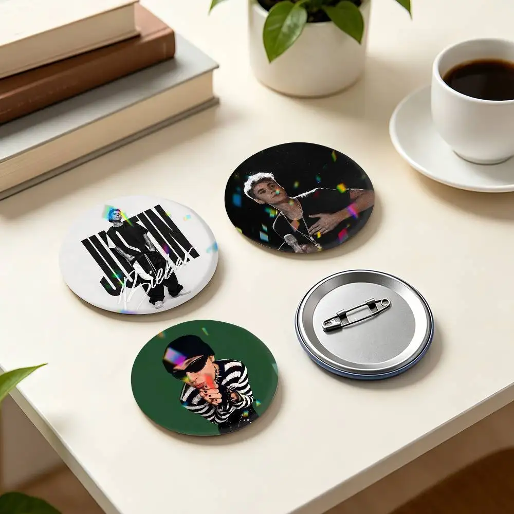 Pop singer J-Justin B-Bieber  25mm 32mm 44mm 58mm 75mm Brooches Badges Pins for Accessories Gift