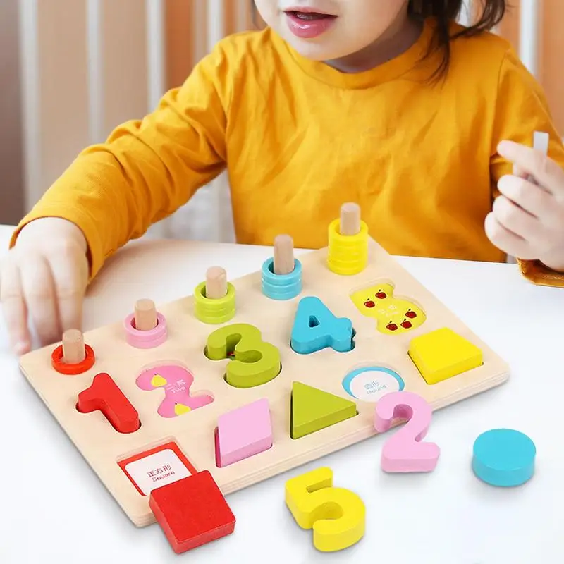 Wooden Number Puzzle Shape Sorter Number Board Educational Toddler Sensory Game Preschool Training Activity For Children Over 3