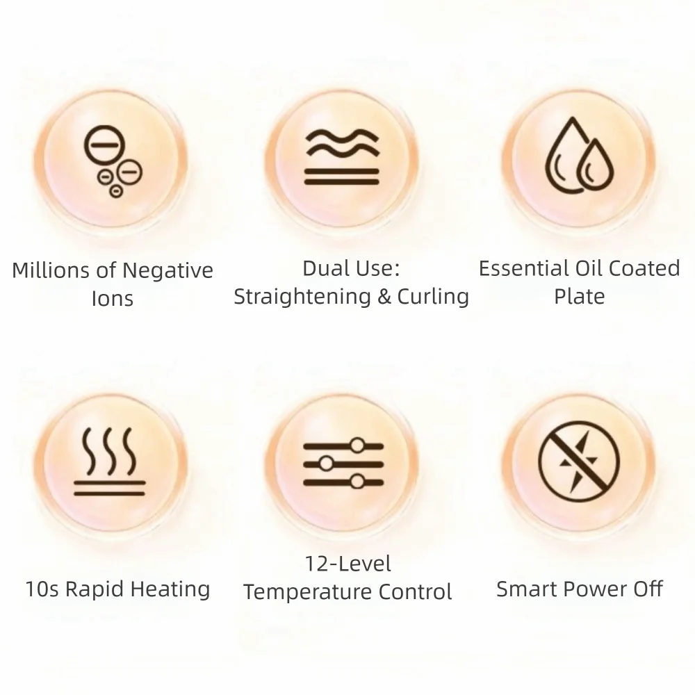 

Керамические пластины, выпрямитель с отрицательными ионами, 12-уровневый контроль температуры, без повреждений, электрический выпрямитель для волос двойного назначения
