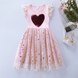 Spring/Summer New Girl Sleeveless Festival Mother's Day Valentine's Day Love Embroidered Cotton Mesh Splicing Party Dress SH1721