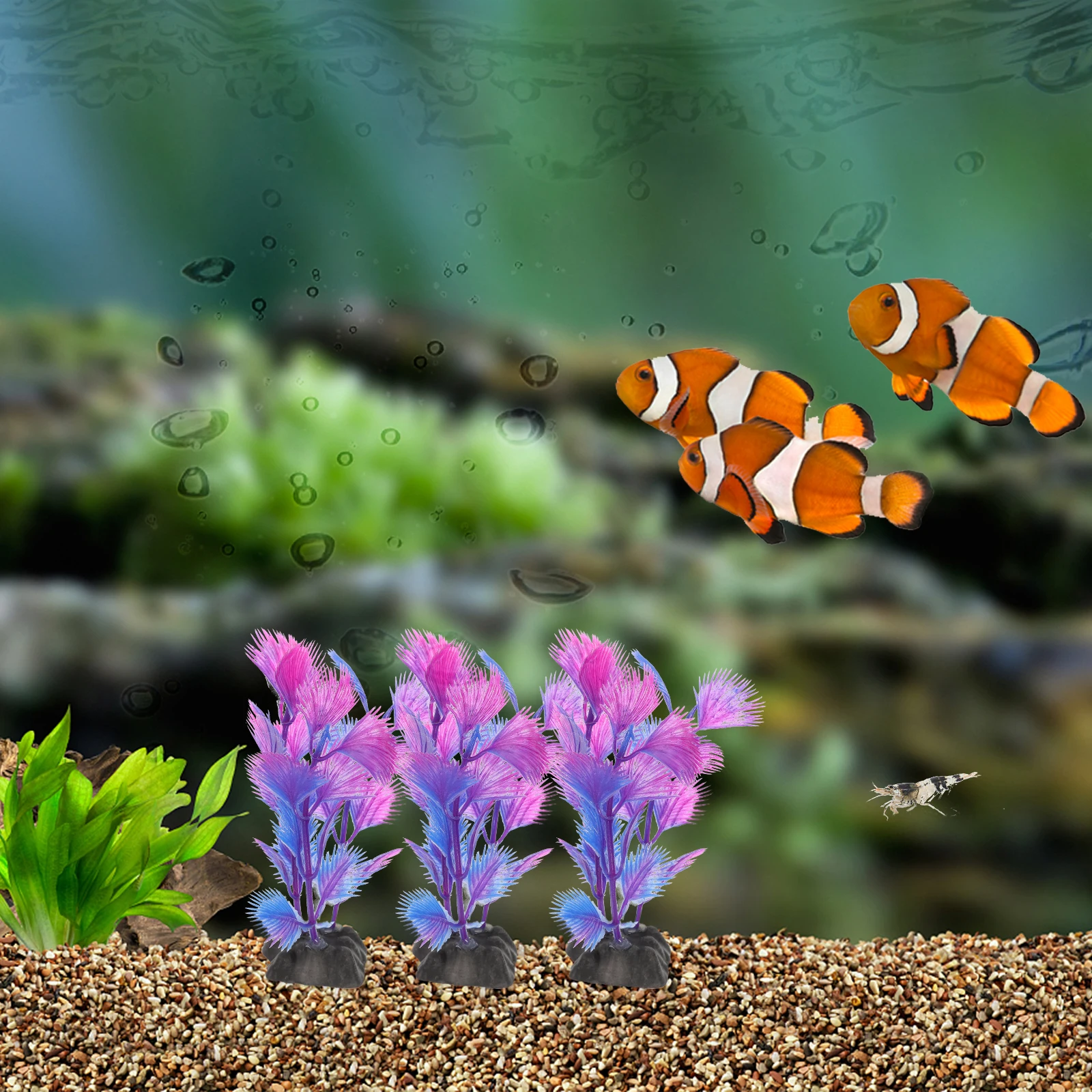 

10pcs Large Plant Decor for Fish Tank Aquarium Scenery Plastic Water Tanks Plants Lifelike Artificial Pet Supplies Underwater L