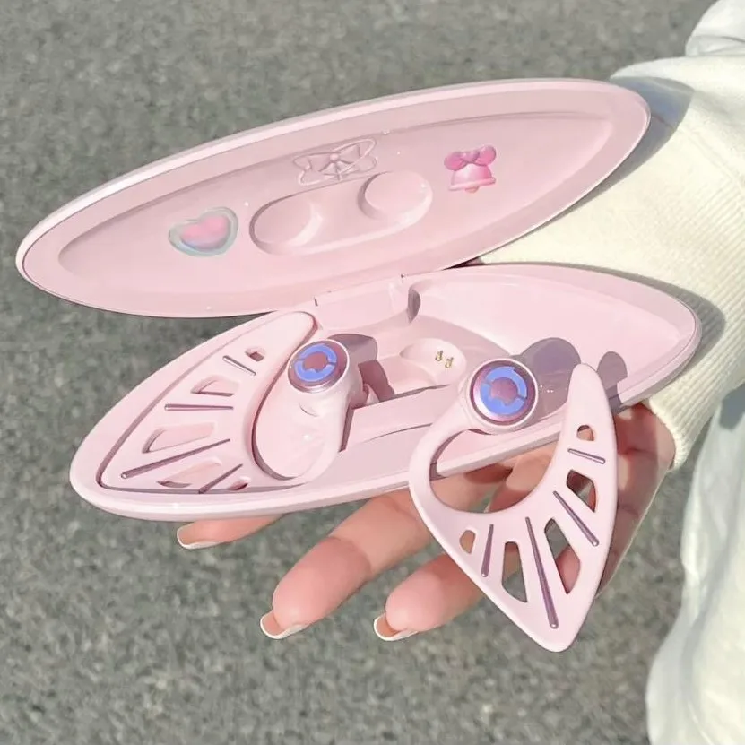 

YOWU Sphynx True Wireless Stereo Bluetooth Earphones Princess Pink Comics Elf LED Smart Music Ear Hook Headphone Support APP