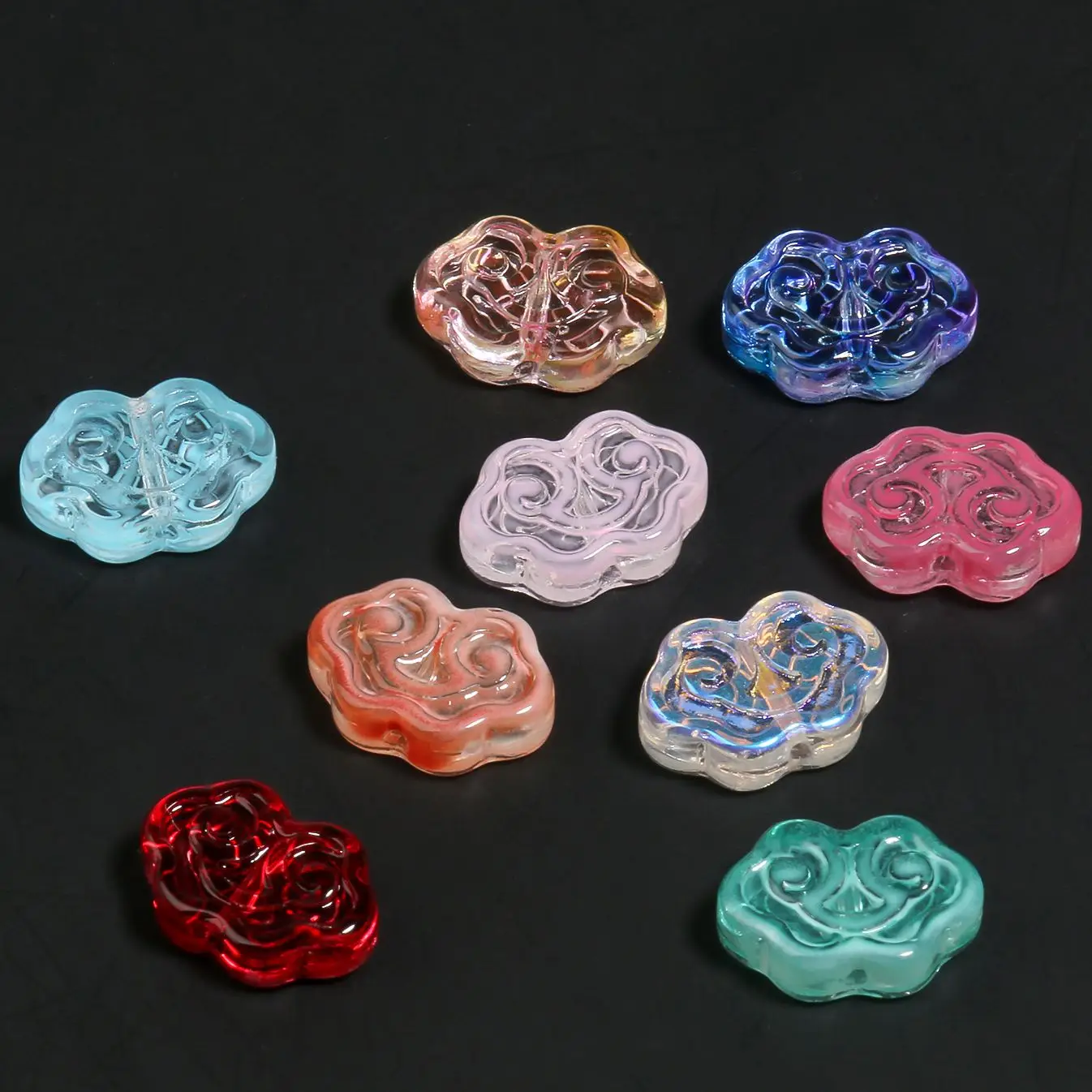 20pcs  Auspicious Clouds Shape 9x13mm Handmade Lampwork Glass Loose Spacer Beads for Jewelry Making DIY Crafts Findings