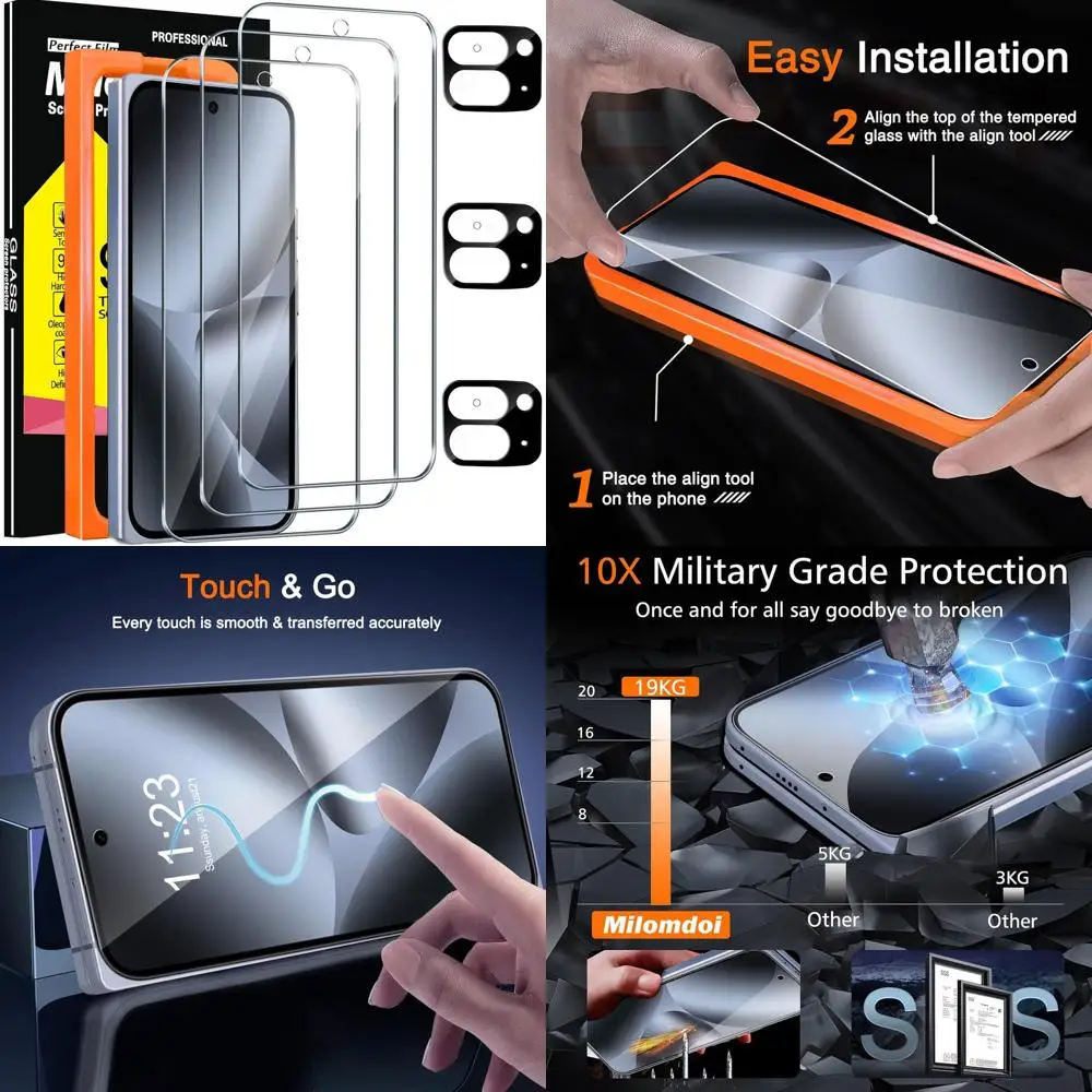 

3 Pack Tempered Glass or Pixel 10 Pro old Sn Protector with 3 Pack Camera Lens Protector, Ultra 9H Accories [Pe Case riendly] Mo