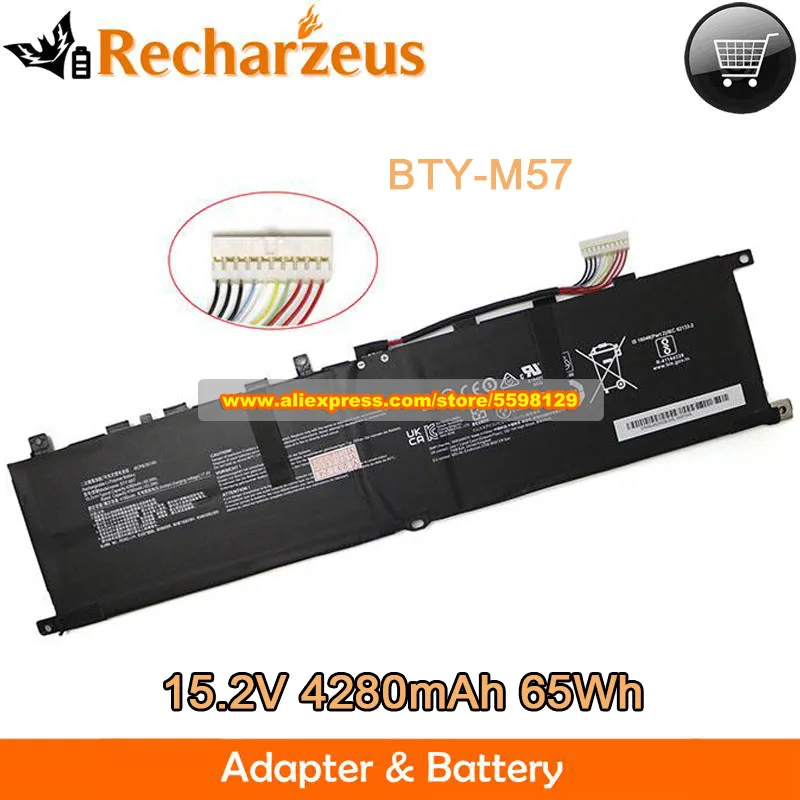 Genuine 15.2V 65Wh 4280mAh BTY-M57 Battery For MSI GS65 9SE 9SF GP66 Leopard 10UE 10UG 11UE 11UG 12UE 12UG 12UH Vector GP76 GP77