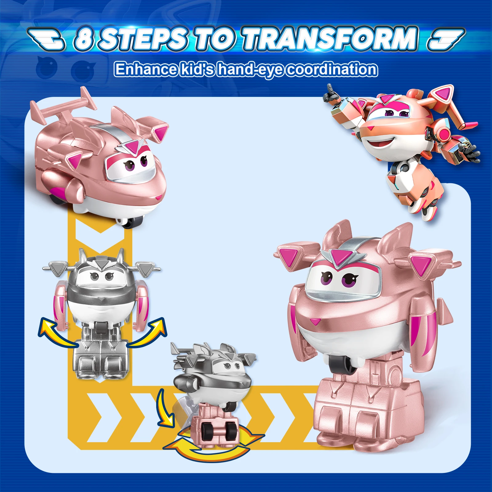 Super Wings Mini Traver 2 Inches Transform Robot to Plane in 3 Steps Action Figures Deformation Transforming  Anime Toys For Kid
