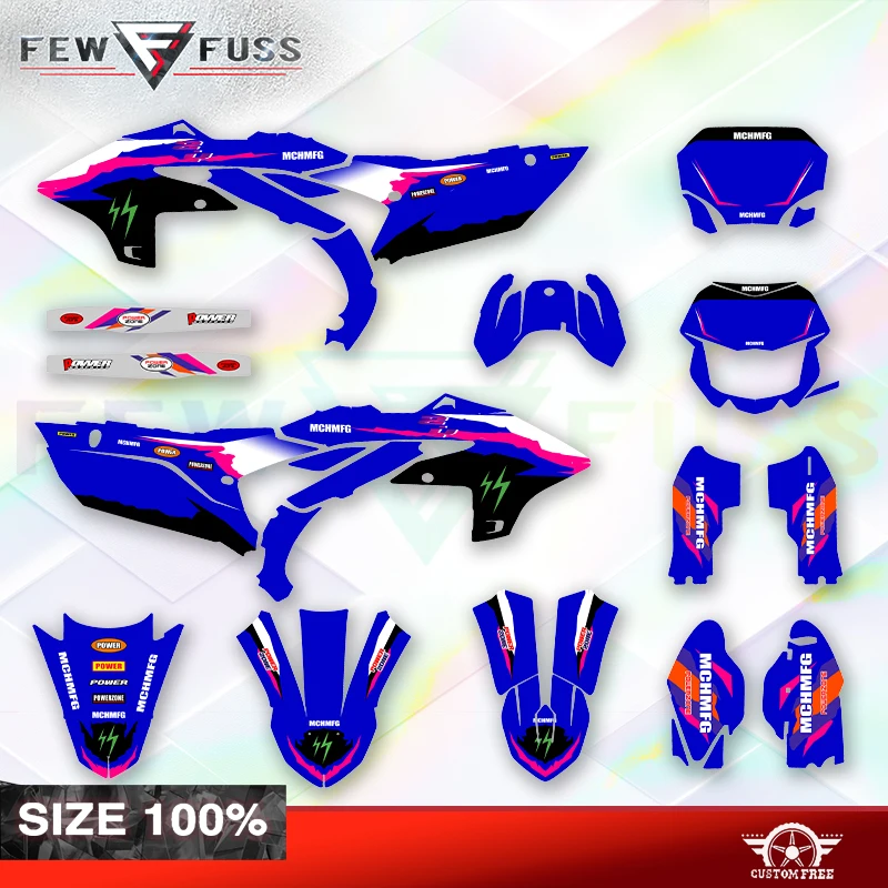 Fewfuss Holographic Chrome Racing Stickers Kit for Yamaha YZF450 23 24 25 YZF250 2024 2025 2026 Offroad Bike Decals 02