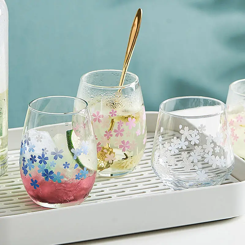 

Color Change Sakura Glass Cup Cherry Blossom Coffee Glass Cold Hot Water Color Changing Office Home Drinkware Gift