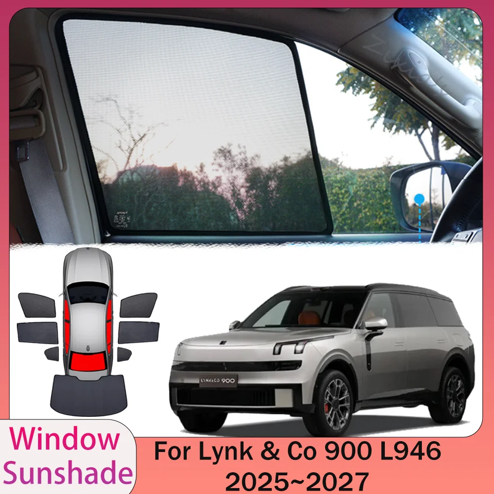 

For Lynk & Co 900 L946 2025~2027 2026 Car Magnetic Mesh Privacy Sunshade Side Window Sun Shade Protection Interior Accessories