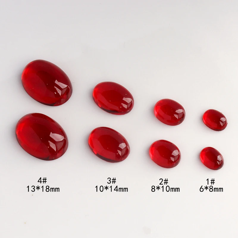 10pcs Red Imitation Agate Resin Cat Eye Ring Face Oval Egg Face Hairpin Inlaid Material Rhinestones Diy Handmade Patch