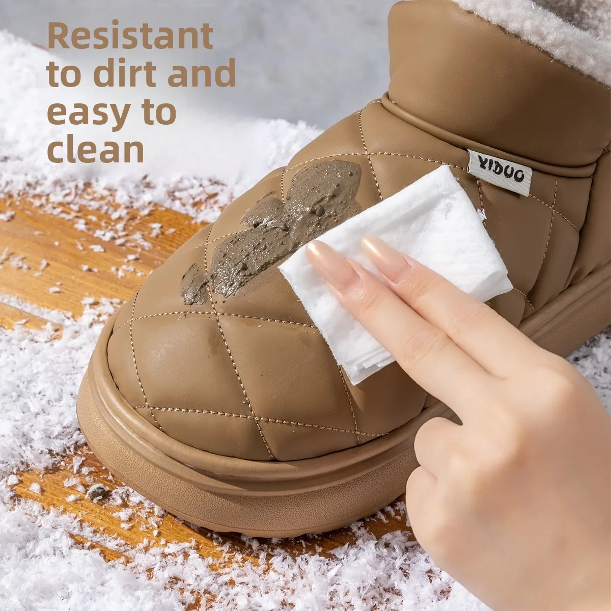 Waterproof Slip Resistant Winter Snow Boots Women Outdoor Traction Sole With Fur Lining Platform Cozy Slip On Slipper Shoes image 5