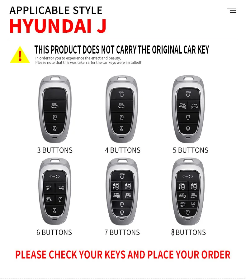 3/4/5/6/7/8 Buttons Car Key Holder Case Cover for Hyundai Tucson Solaris Sonata Hybrid NEXO NX4 Santafe Dn8 Car Key Holder Shell