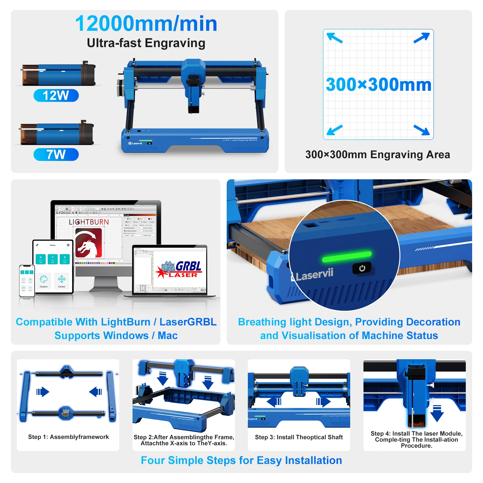 Industrial Laser Blasting - Laservii L1 Pro 7W 12W Desktop
