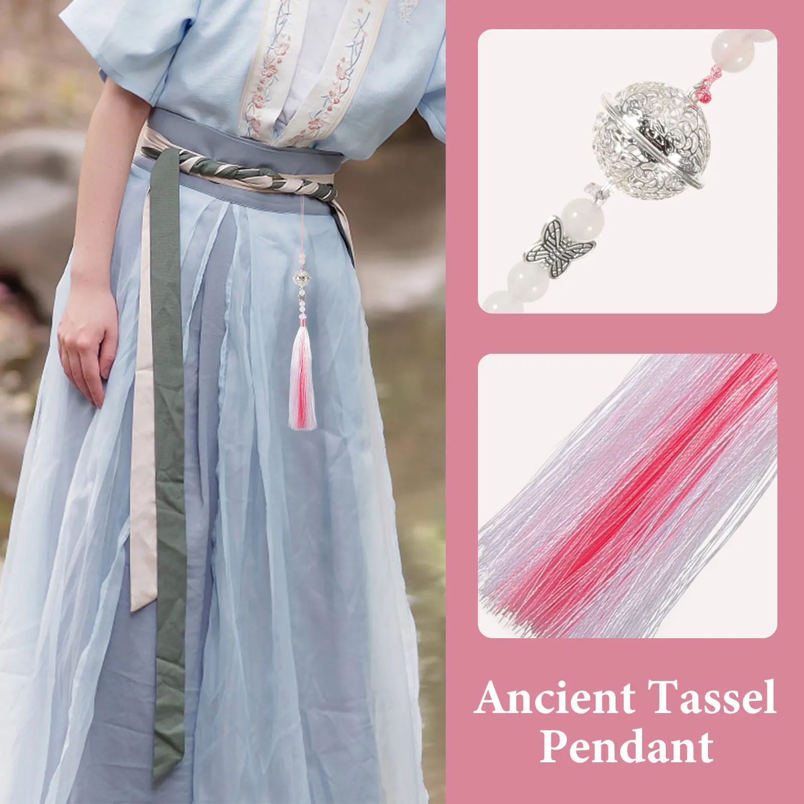 

2pcs Ancient China Classic Waist Wear Traditional Bell Pendant Cosplay Ancient Tassel Charm Chinese Style Tassel Hanging