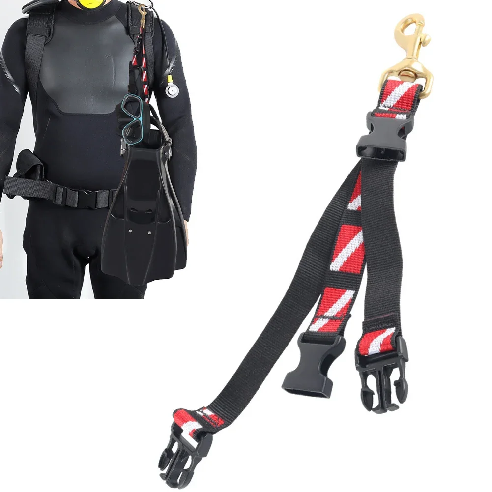 Adjustable Diving Gear Scuba Diving Lanyard Underwater Diving Lightweight Lanyard 360 Degree Rotation Hook For BCD D-ring