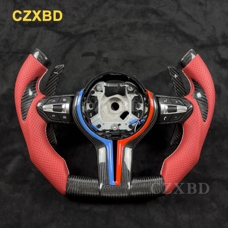 F1 Real Carbon Fiber Steering Wheel For BMW M M3 M5 M6 F01 F02 F06 F07 F10 F11 F12 F13 F30 F32 F80 F91 E90 E91 E92 Customizable