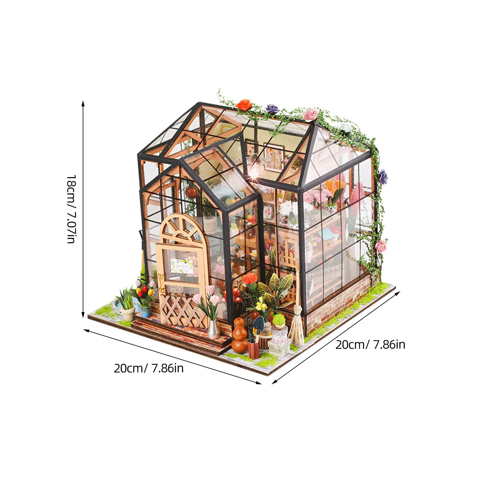 1 Set Kit DIY de Casa de Flores en Miniatura 3D, Rompecabezas de Invernadero Artesanal, Mini Kit Creativo de Casa de Jardín, Manualidad para Decoración del Hogar