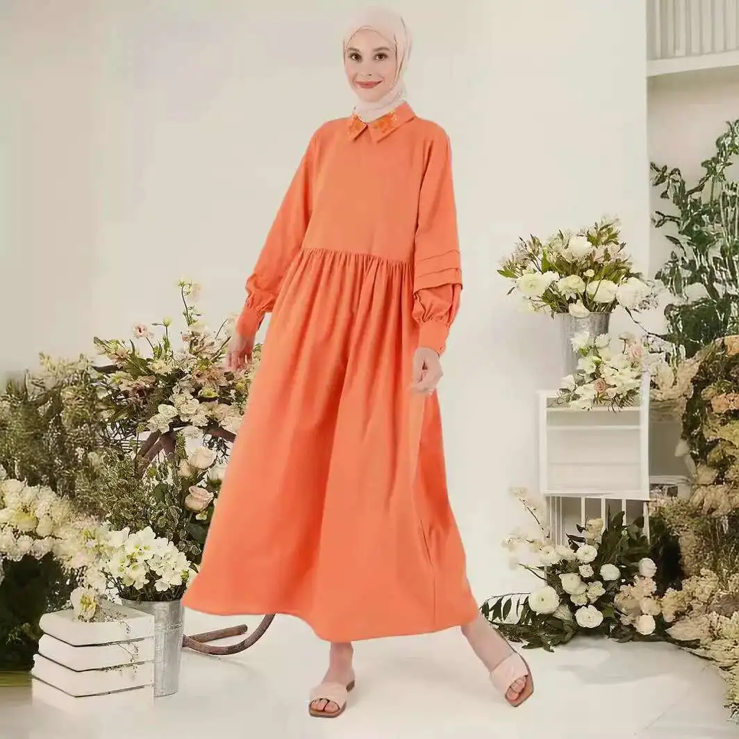 M197 #   Robe longue brodée pour femmes musulmanes, turque arabe, été 2021, Abaya, Ramadan, dubaï, luxe, Islam, élégante